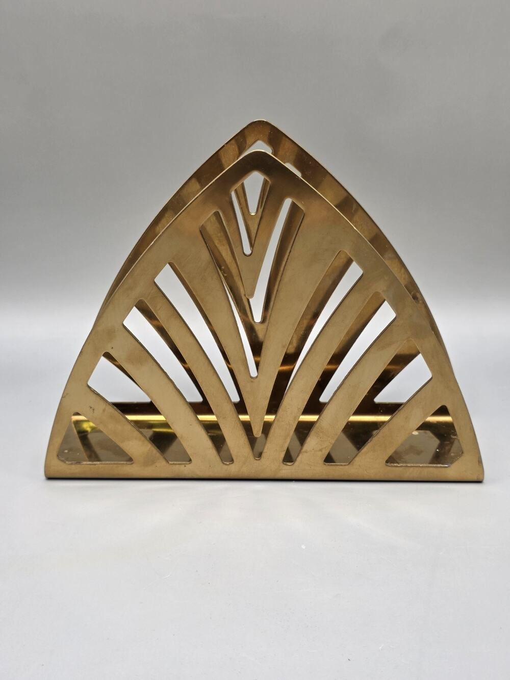 IKEA Napkin Letter Holder Brass-Tone MCM Art Deco Hollywood Regency Triangle